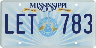 MS license plate LET783