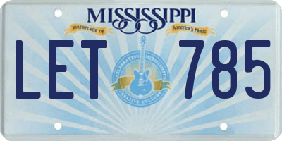 MS license plate LET785
