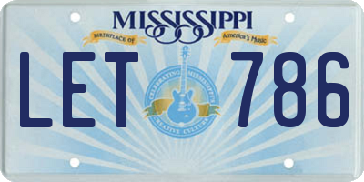 MS license plate LET786