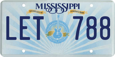 MS license plate LET788