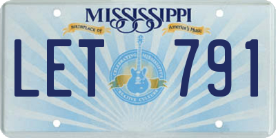 MS license plate LET791