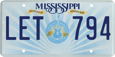 MS license plate LET794
