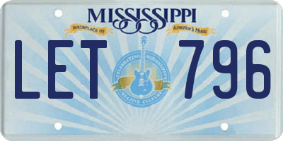 MS license plate LET796