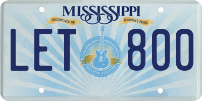 MS license plate LET800