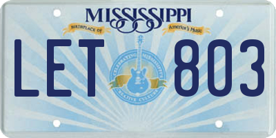 MS license plate LET803