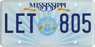 MS license plate LET805