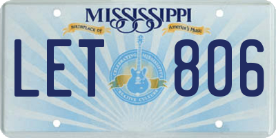 MS license plate LET806