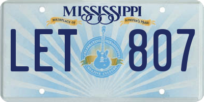 MS license plate LET807