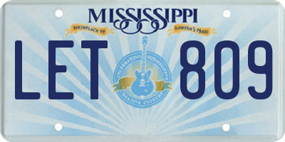 MS license plate LET809