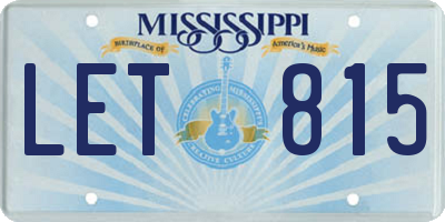 MS license plate LET815