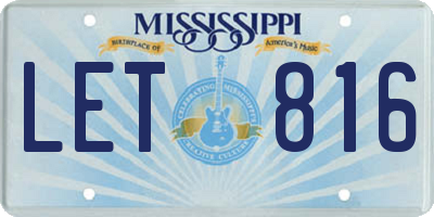 MS license plate LET816