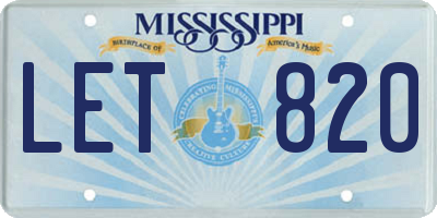 MS license plate LET820