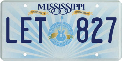 MS license plate LET827