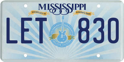 MS license plate LET830