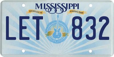 MS license plate LET832
