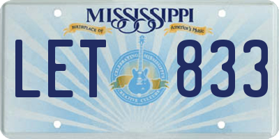 MS license plate LET833