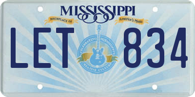MS license plate LET834