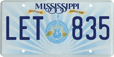 MS license plate LET835