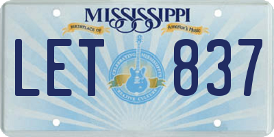 MS license plate LET837