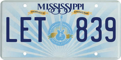 MS license plate LET839