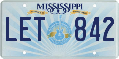 MS license plate LET842