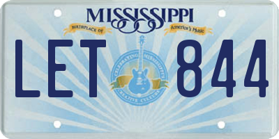 MS license plate LET844