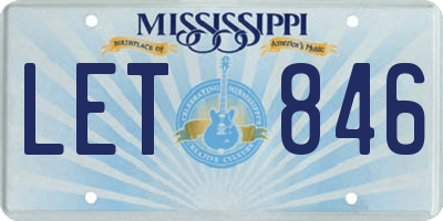 MS license plate LET846