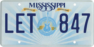 MS license plate LET847