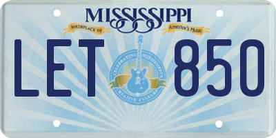 MS license plate LET850