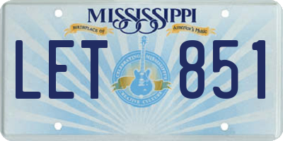 MS license plate LET851