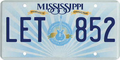 MS license plate LET852