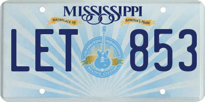 MS license plate LET853
