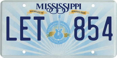 MS license plate LET854