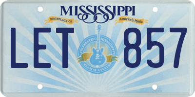 MS license plate LET857