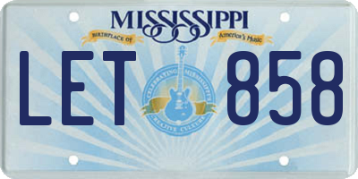 MS license plate LET858