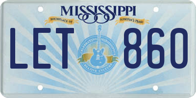 MS license plate LET860