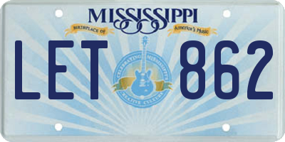 MS license plate LET862