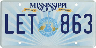 MS license plate LET863