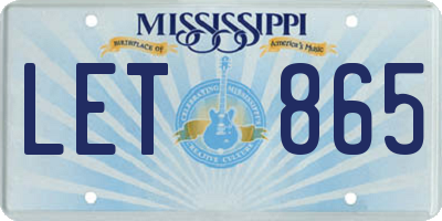 MS license plate LET865