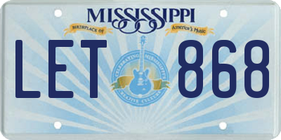 MS license plate LET868