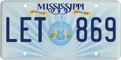 MS license plate LET869