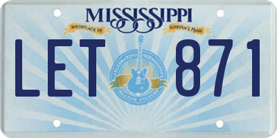 MS license plate LET871