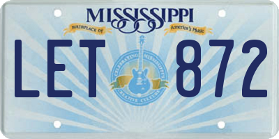 MS license plate LET872