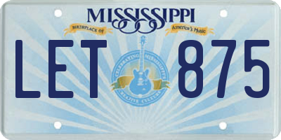MS license plate LET875