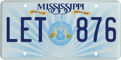 MS license plate LET876