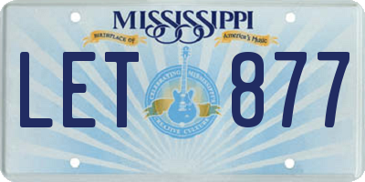 MS license plate LET877