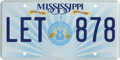 MS license plate LET878
