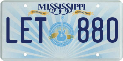 MS license plate LET880