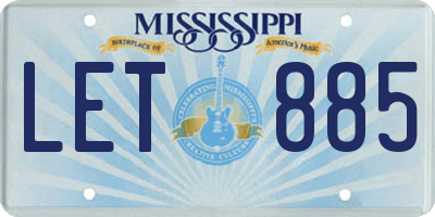 MS license plate LET885
