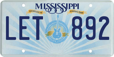 MS license plate LET892